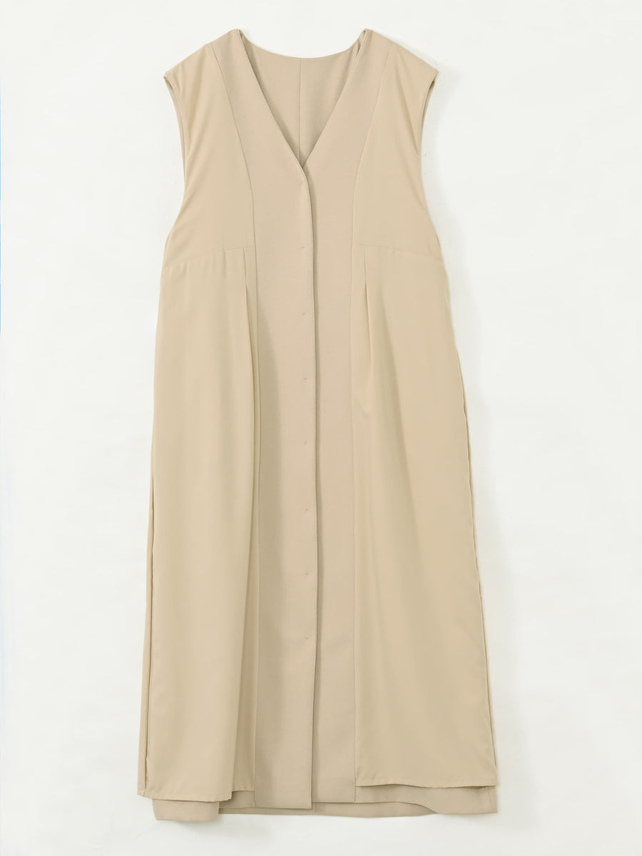 フロントボタンVネックジャンパースカート-short & regular　[通常]