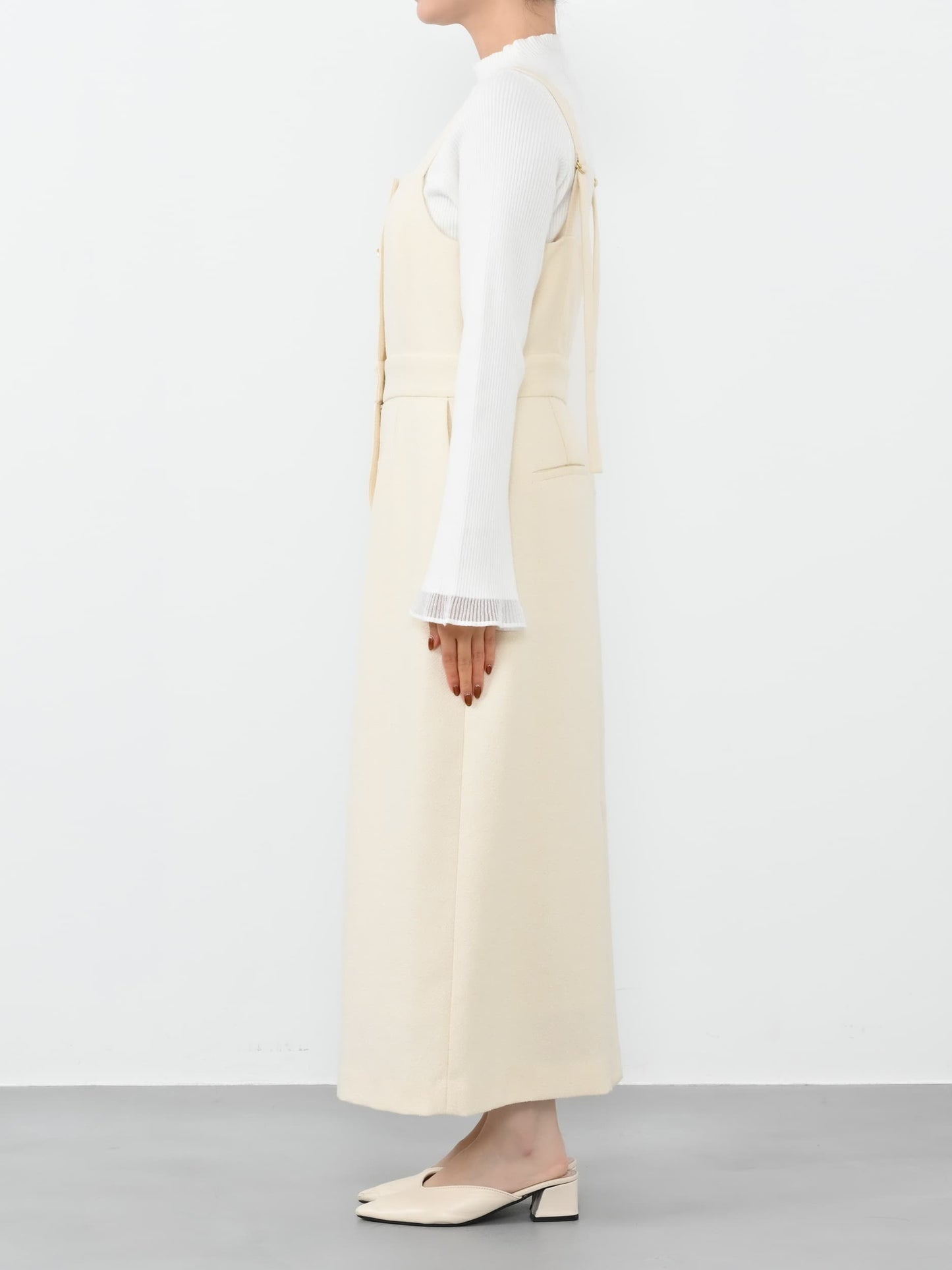 ゴールドボタンツイードジャンパースカート-short & regular　[通常]