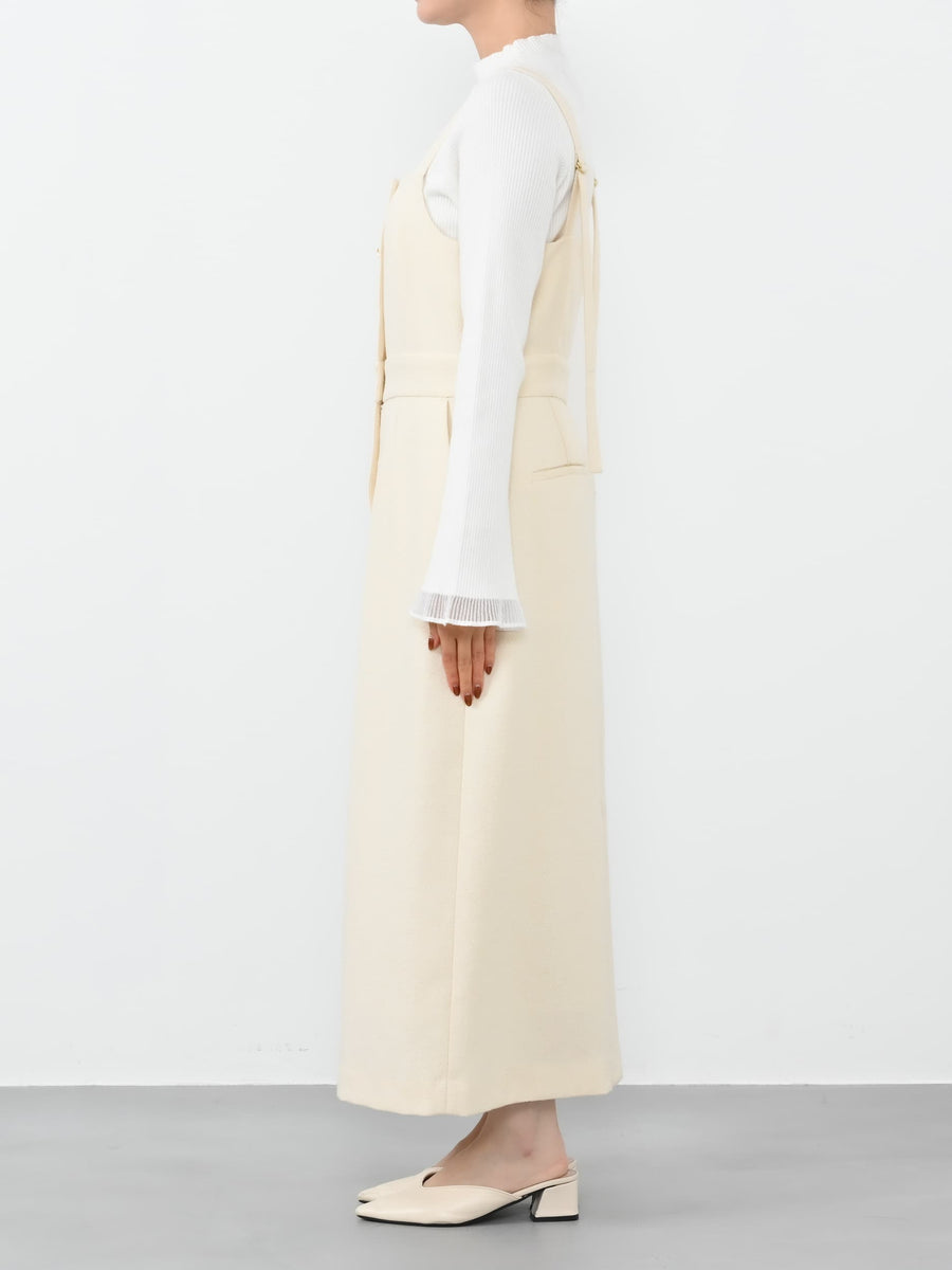 ゴールドボタンツイードジャンパースカート-short & regular　[通常]