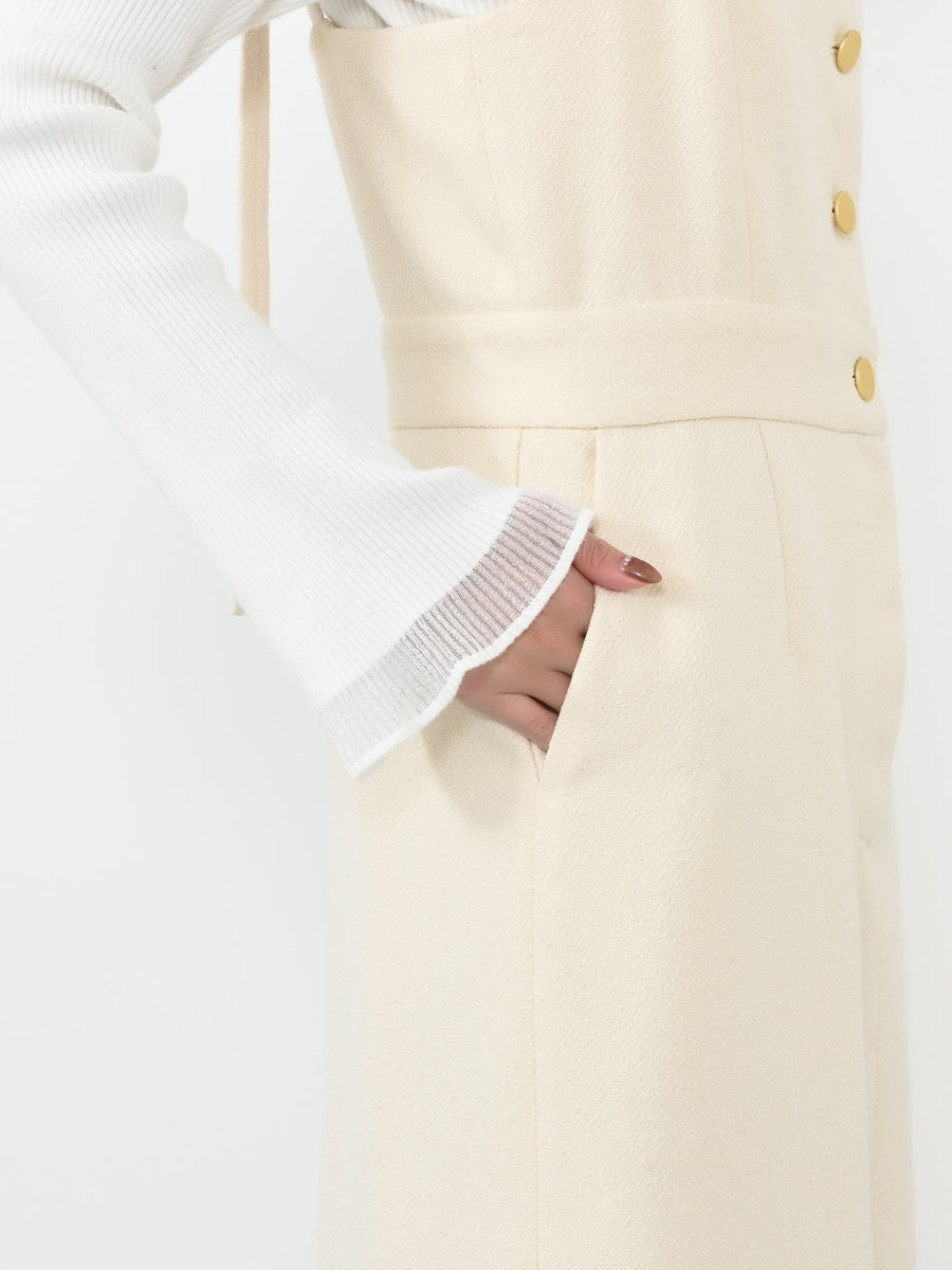 ゴールドボタンツイードジャンパースカート-short & regular　[通常]