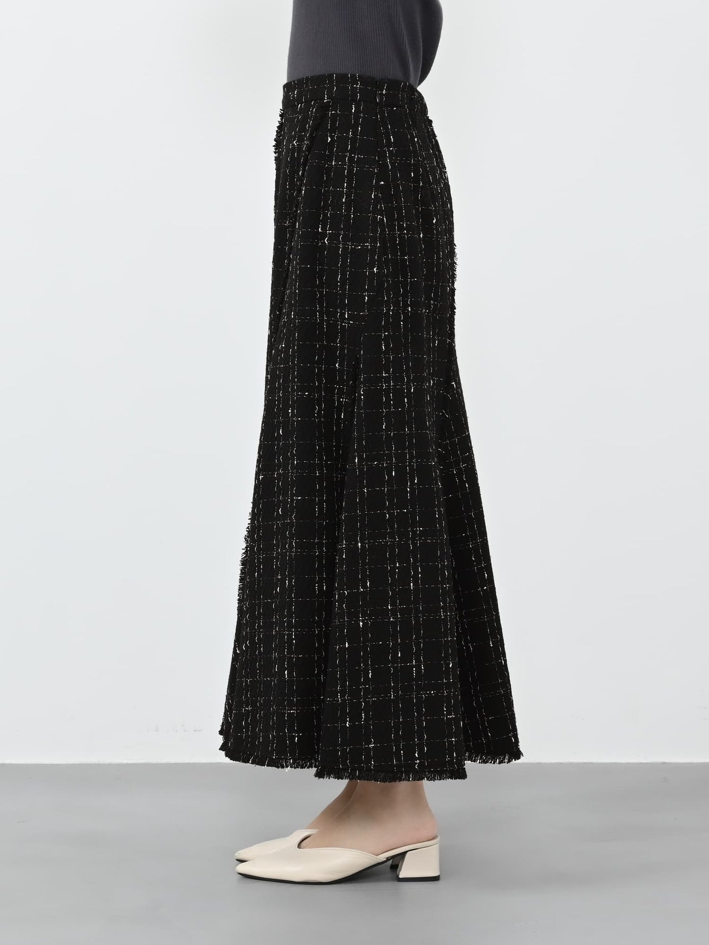 チェックツイードアシメマーメイドスカート-short & regular　[通常]