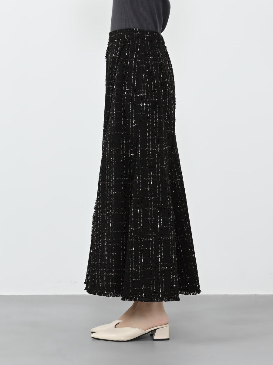 チェックツイードアシメマーメイドスカート-short & regular　[通常]