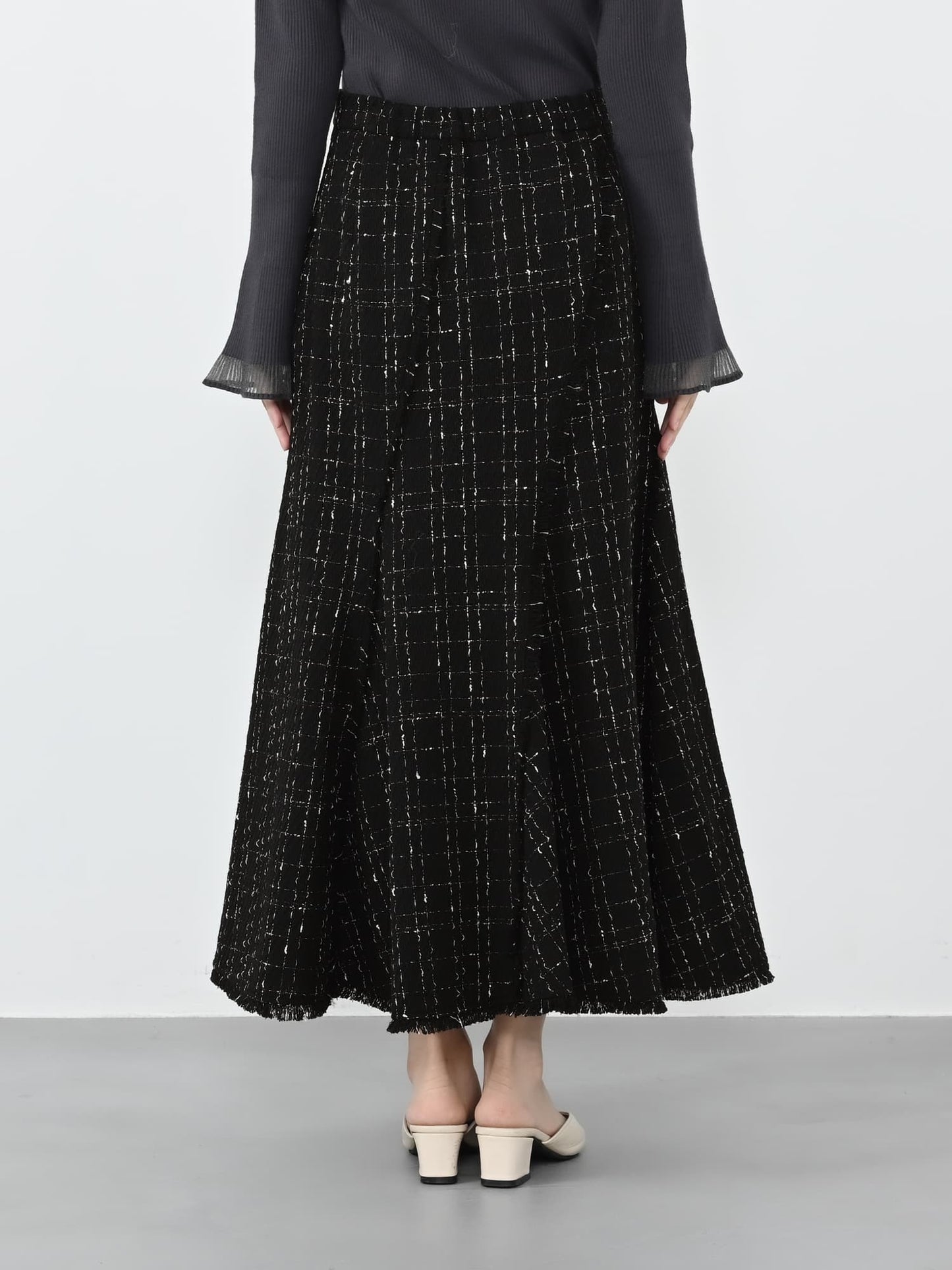 チェックツイードアシメマーメイドスカート-short & regular　[通常]