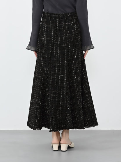 チェックツイードアシメマーメイドスカート-short & regular　[通常]