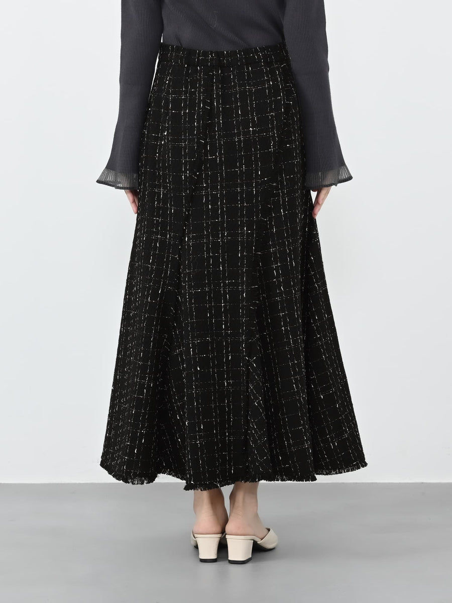 チェックツイードアシメマーメイドスカート-short & regular　[通常]
