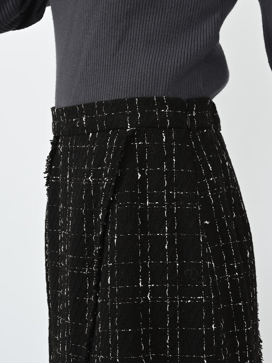 チェックツイードアシメマーメイドスカート-short & regular　[通常]
