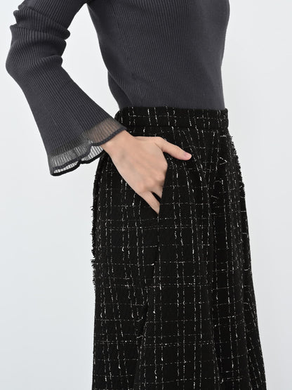 チェックツイードアシメマーメイドスカート-short & regular　[通常]