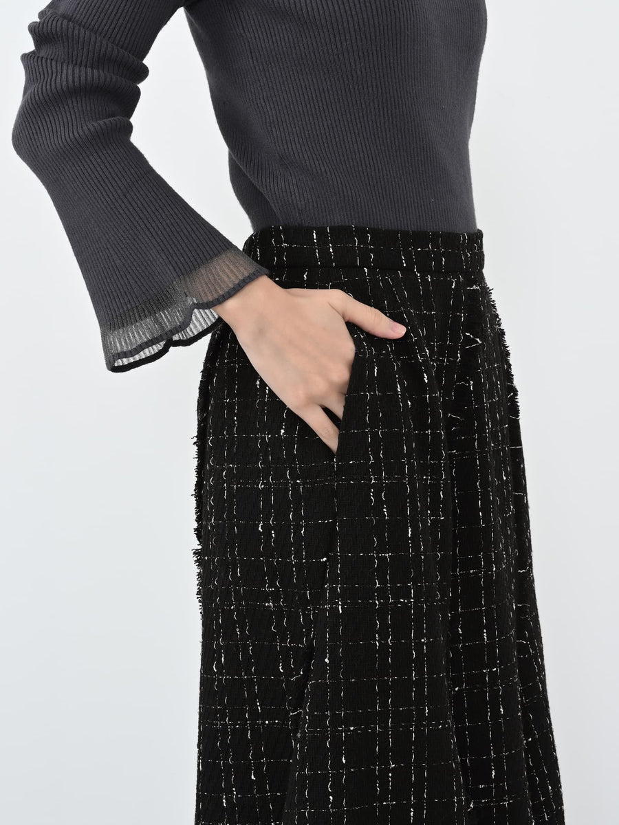 チェックツイードアシメマーメイドスカート-short & regular　[通常]