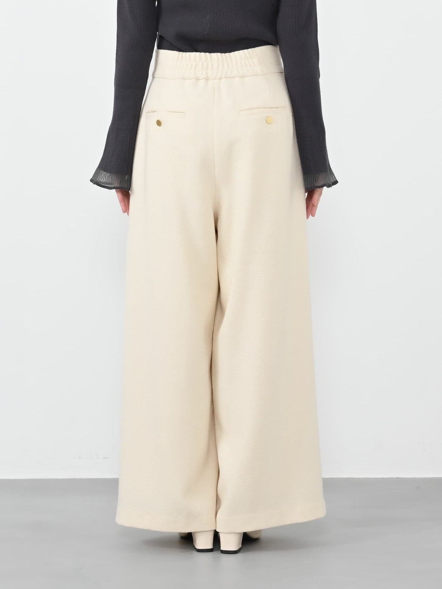 ゴールドボタンツイードワイドパンツ-short & regular　[通常]