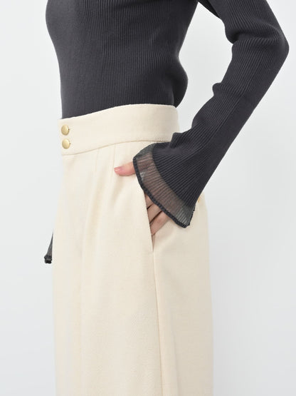 ゴールドボタンツイードワイドパンツ-short & regular　[通常]