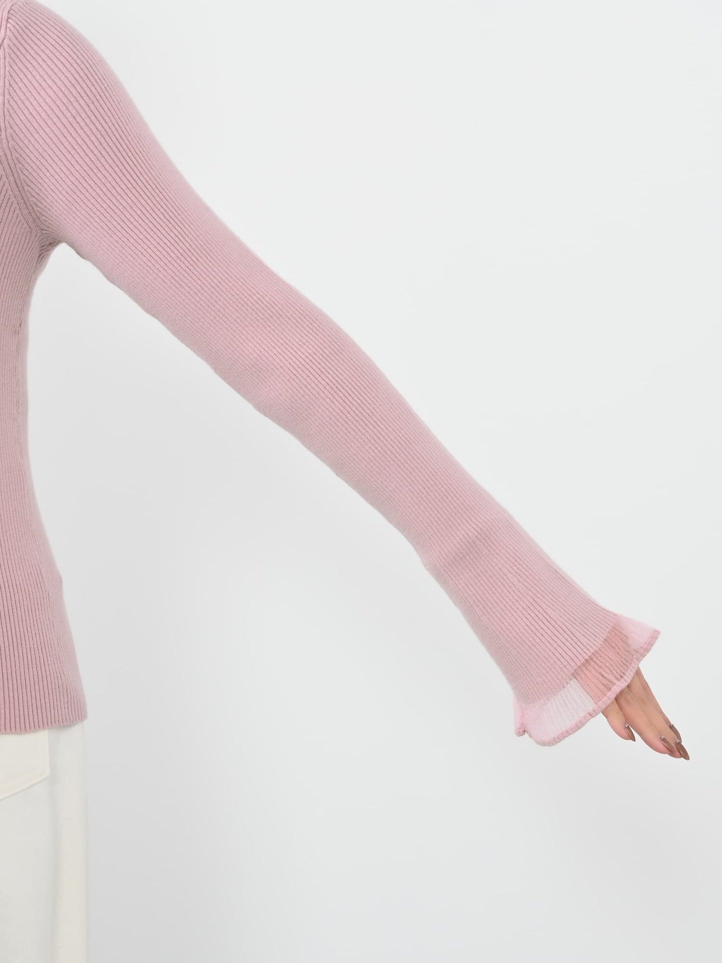 シアーフレアスリーブリブニット　[通常]