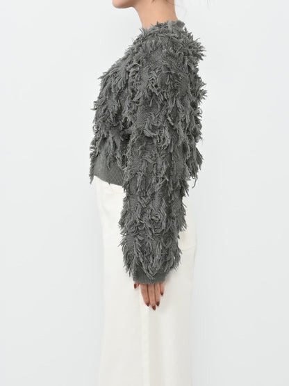 フリンジジャカードショートカーディガン　[通常]