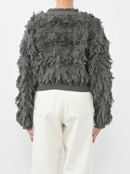 フリンジジャカードショートカーディガン　[通常]