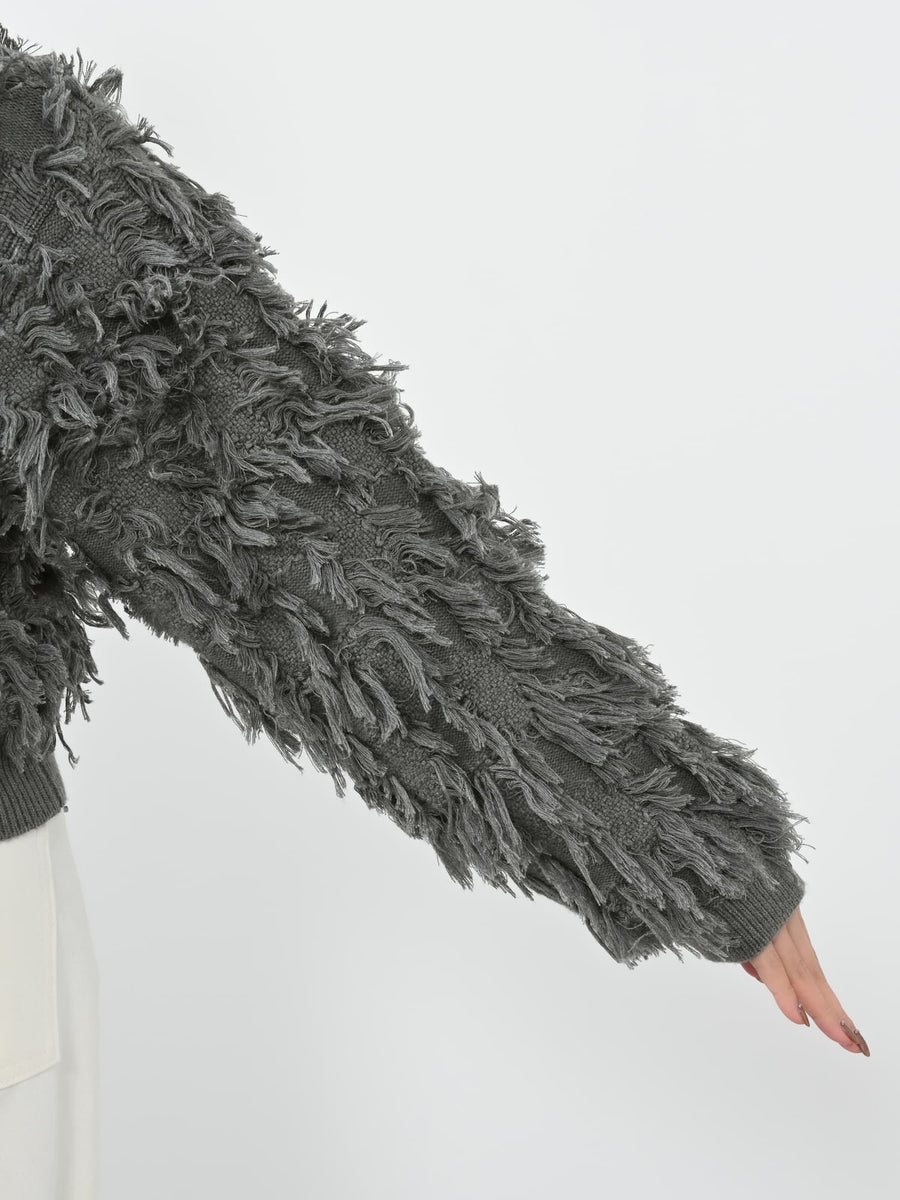 フリンジジャカードショートカーディガン　[通常]