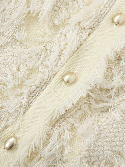 フリンジジャカードショートカーディガン　[通常]