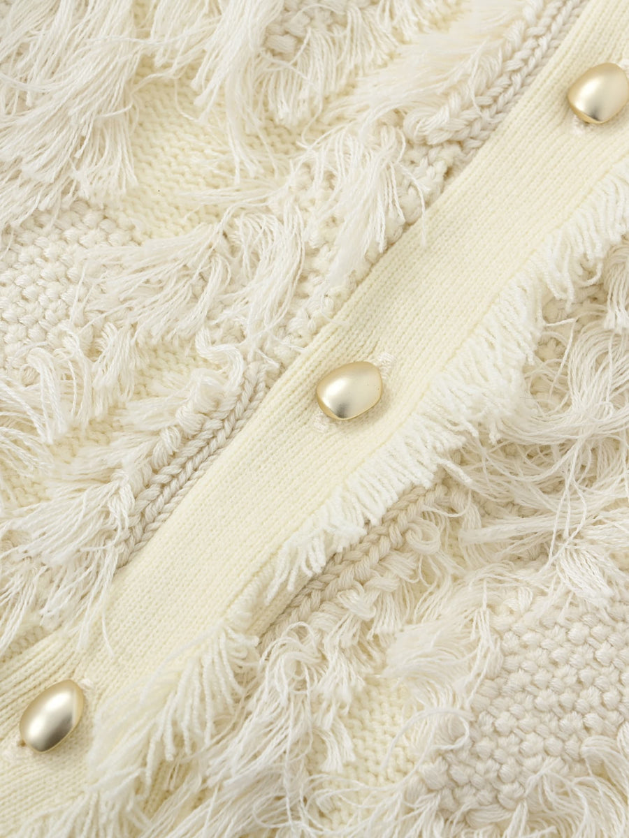 フリンジジャカードショートカーディガン　[通常]