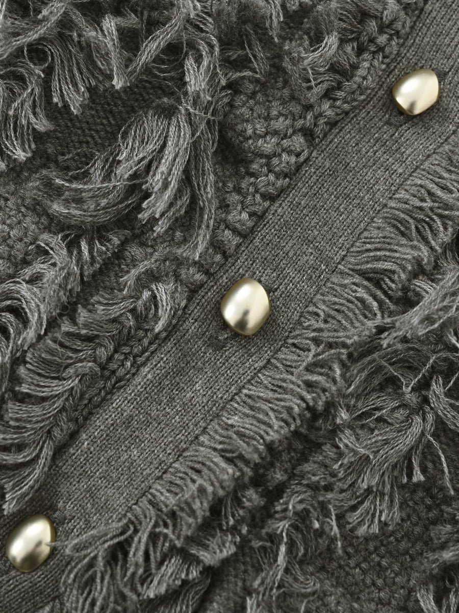 フリンジジャカードショートカーディガン　[通常]