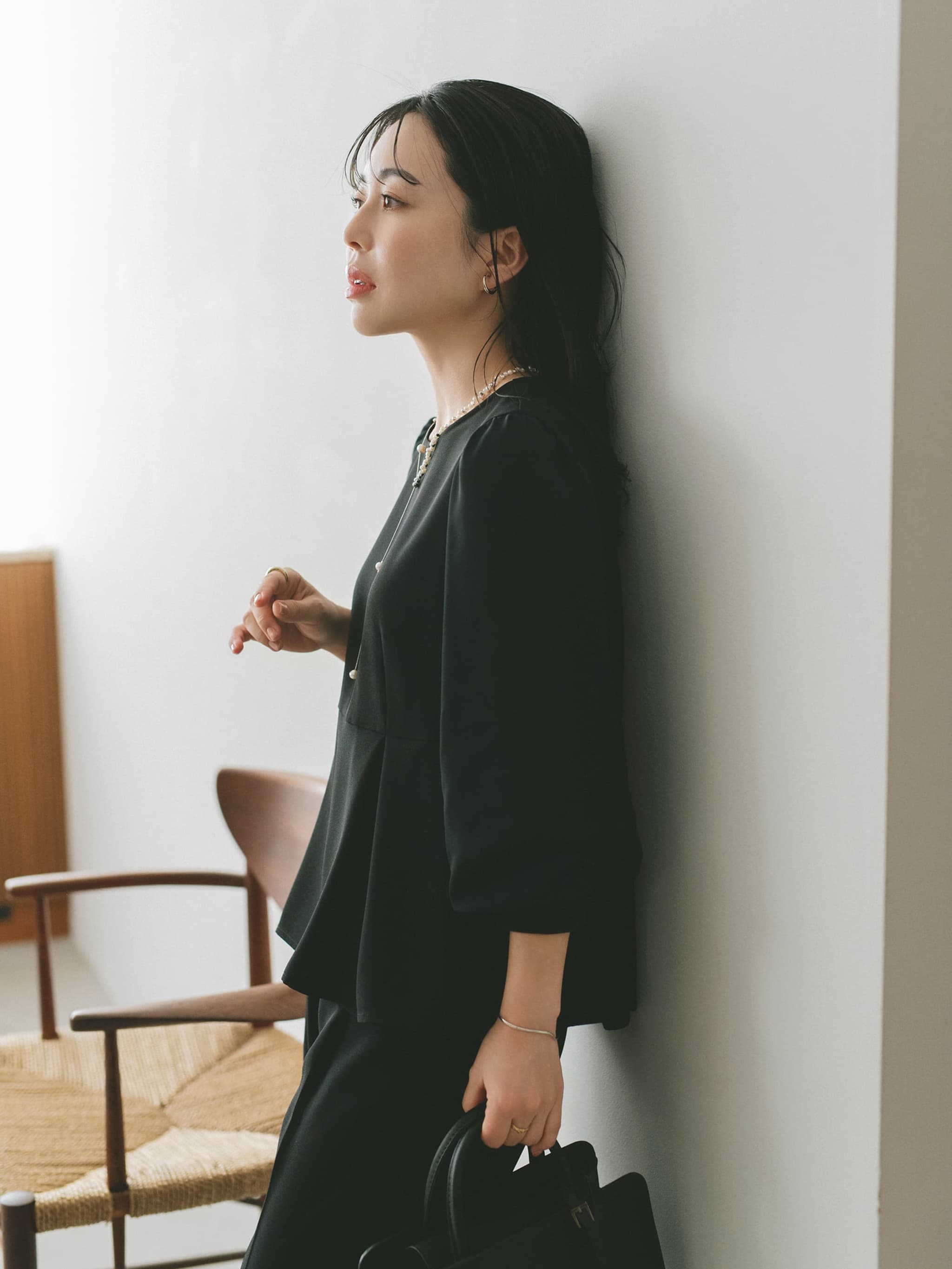 トリアセジョーゼットペプラムブラウス | 小柄・低身長女性向け