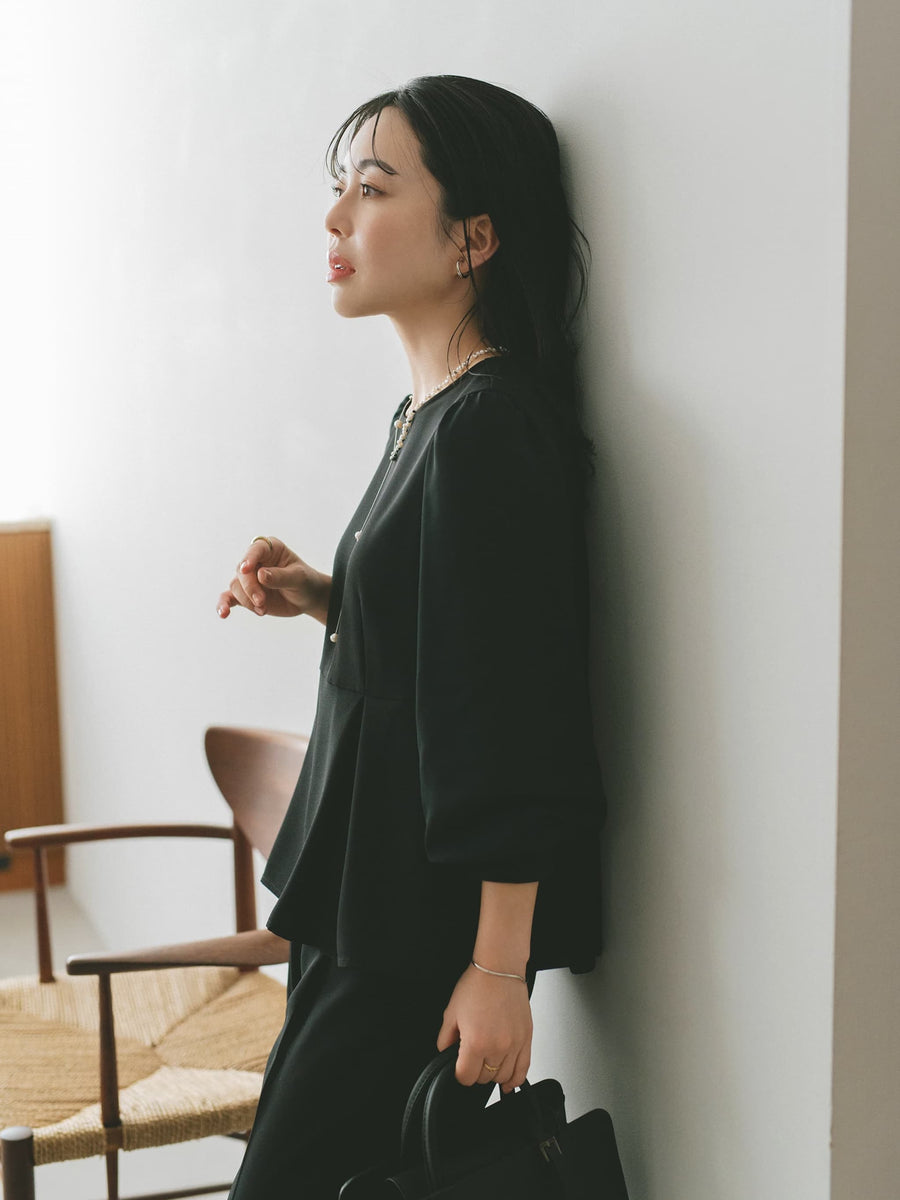 トリアセジョーゼットペプラムブラウス　[通常]