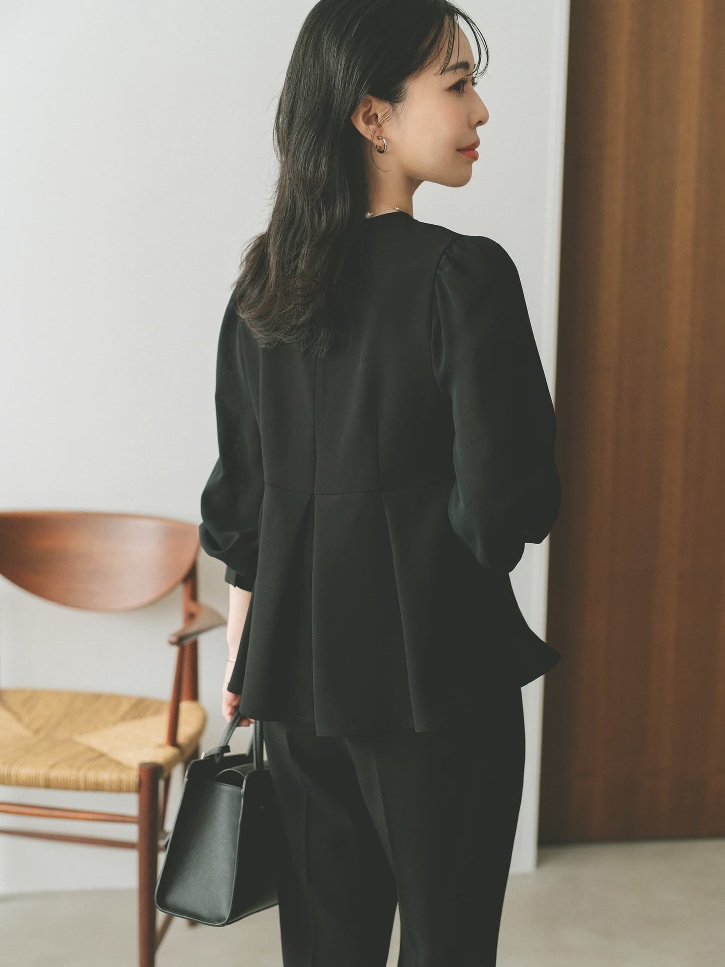 トリアセジョーゼットペプラムブラウス　[通常]