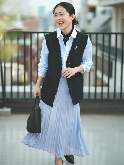 エアリーミックスプリーツスカート-short & regular　[通常]