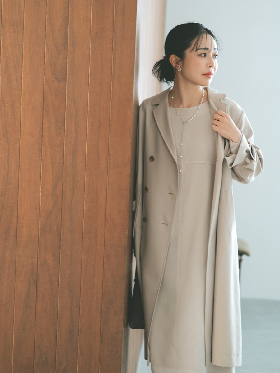 トリアセジョーゼットシームデザインワンピース-short & regular　[通常]