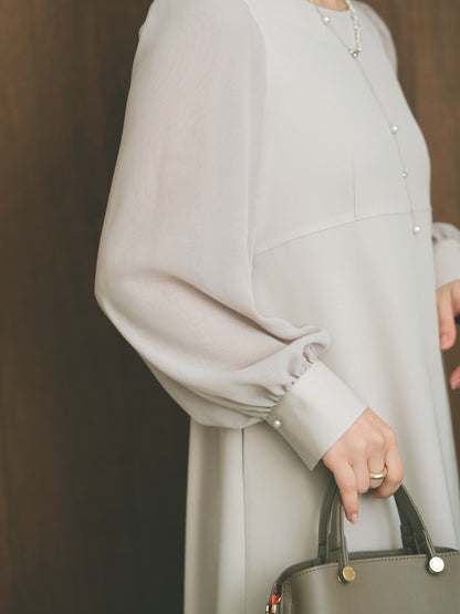 トリアセジョーゼットシームデザインワンピース-short & regular　[通常]