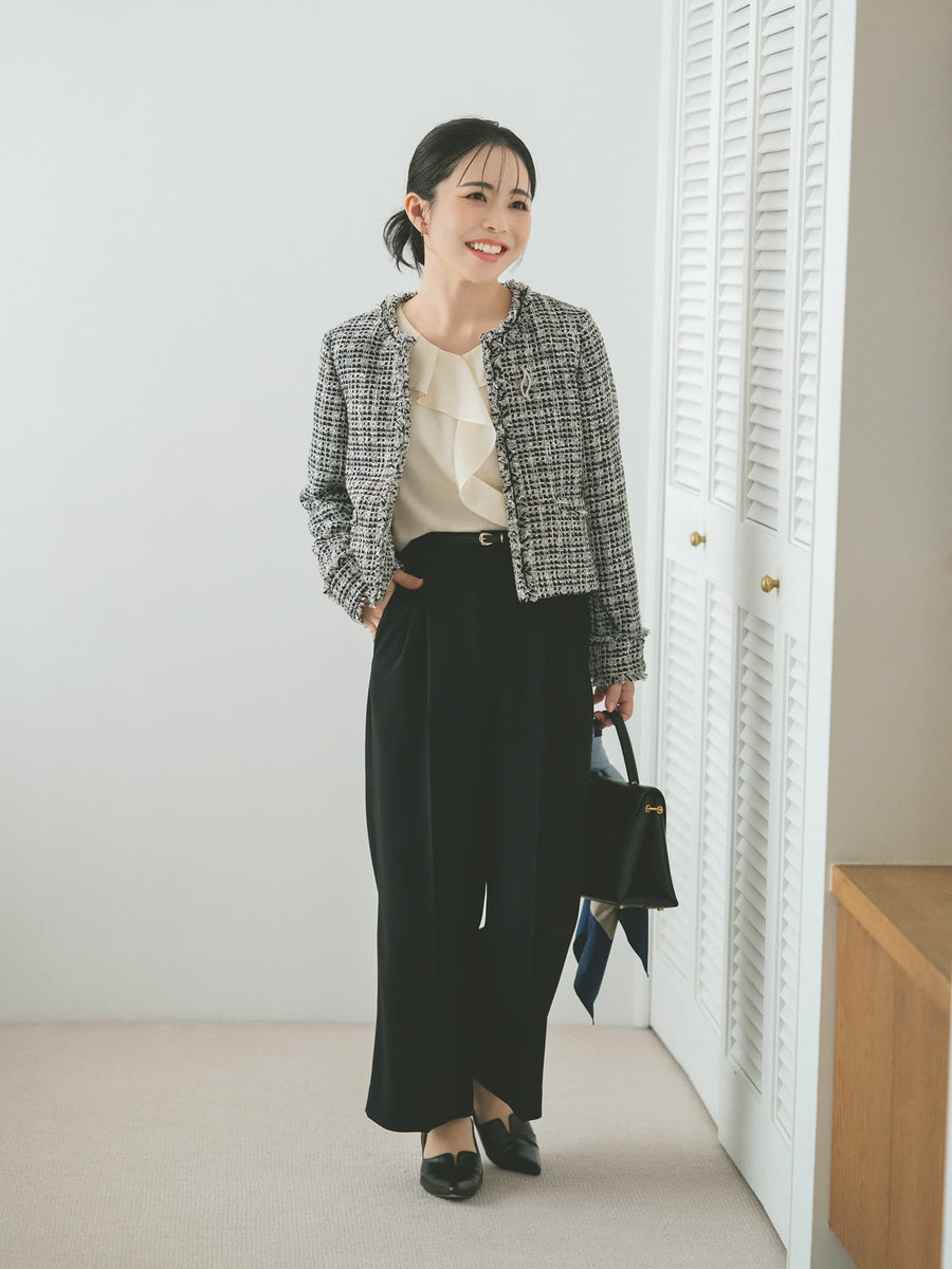 トリアセジョーゼットストレートパンツ-short & regular　[通常]