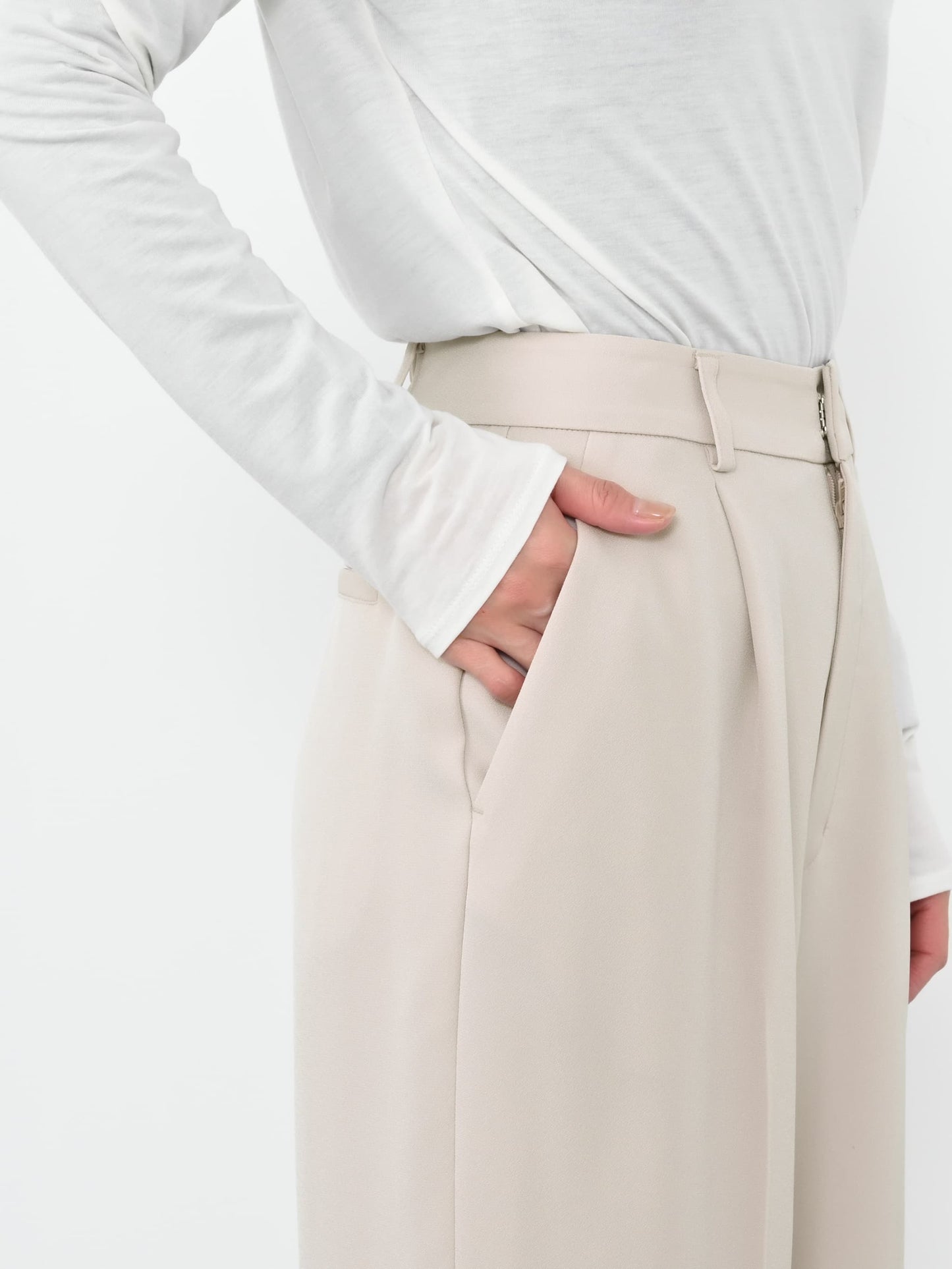 トリアセジョーゼットストレートパンツ-short & regular　[通常]