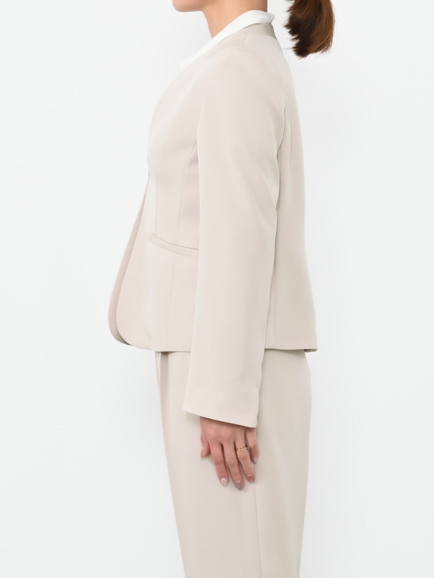 トリアセジョーゼットノーカラージャケット　[通常]