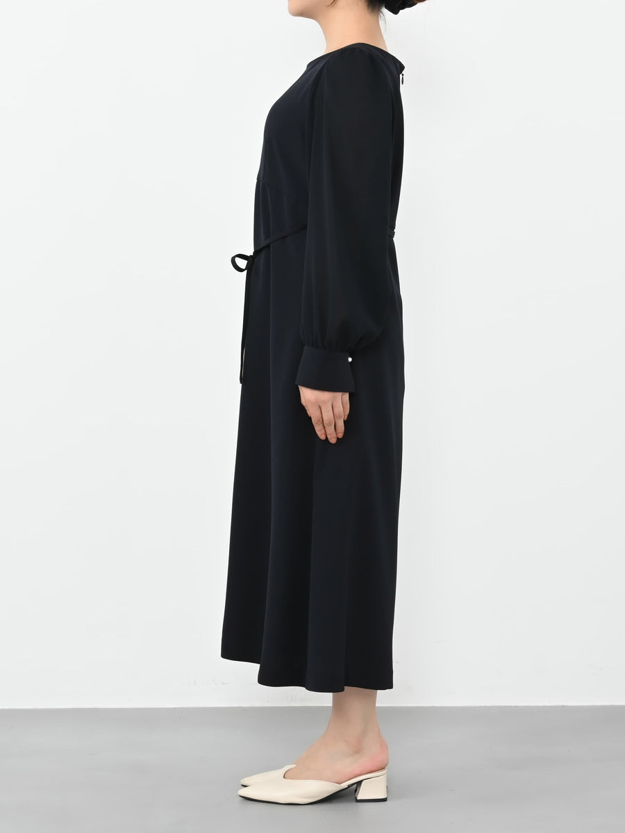 トリアセジョーゼットシームデザインワンピース-short & regular　[通常]