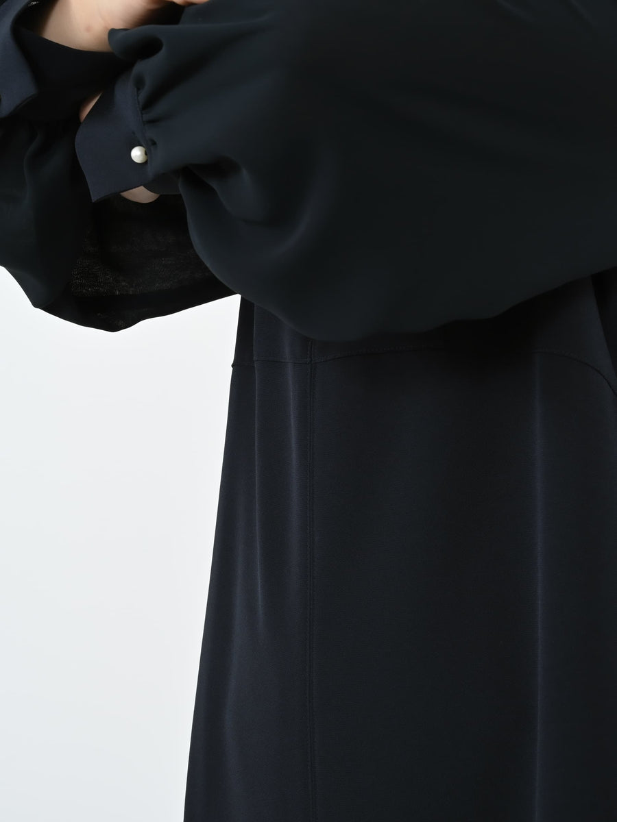 トリアセジョーゼットシームデザインワンピース-short & regular　[通常]