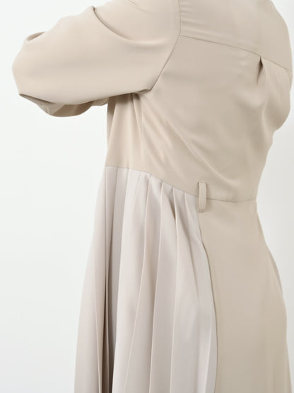 ベルト付きサイドプリーツワンピース-short & regular　[通常]