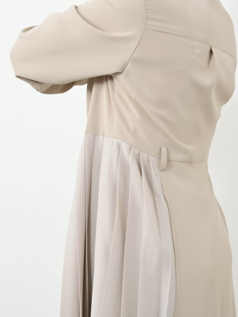 ベルト付きサイドプリーツワンピース-short & regular　[通常]