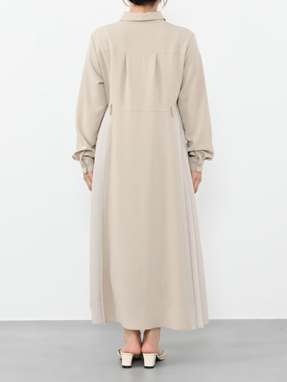 ベルト付きサイドプリーツワンピース-short & regular　[通常]