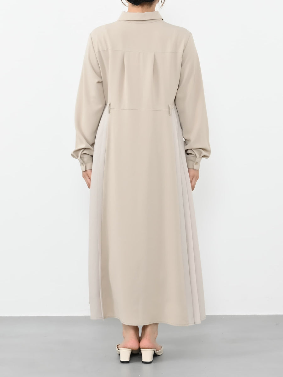 ベルト付きサイドプリーツワンピース-short & regular　[通常]
