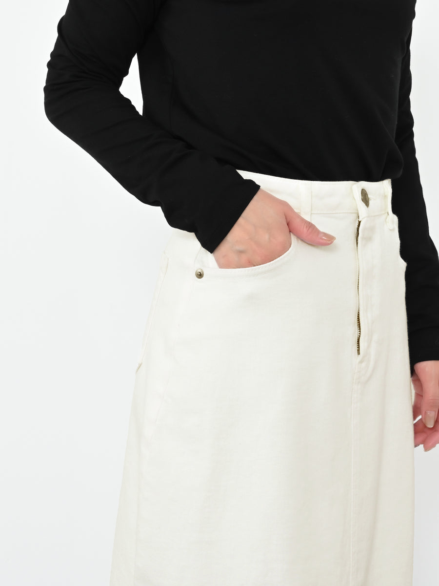 【SOMETHINGコラボ】バックタックデニムスカート-short & regular　[通常]