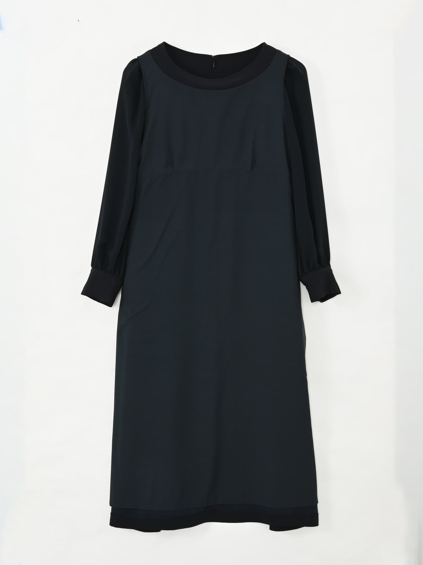 トリアセジョーゼットシームデザインワンピース-short & regular　[通常]