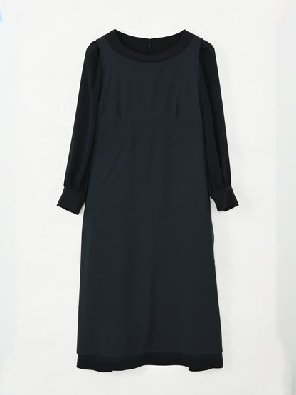 トリアセジョーゼットシームデザインワンピース-short & regular　[通常]