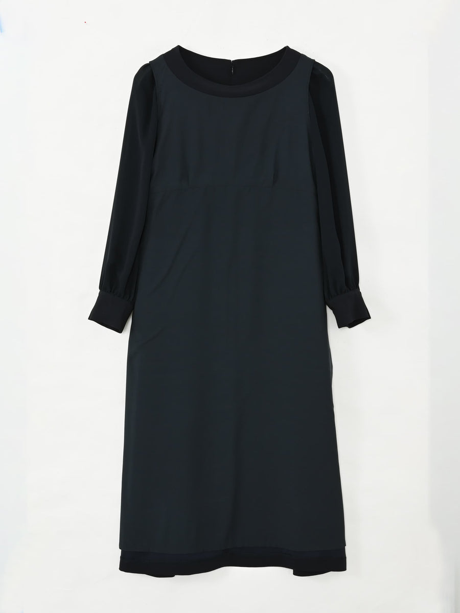 トリアセジョーゼットシームデザインワンピース-short & regular　[通常]