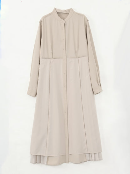 ベルト付きサイドプリーツワンピース-short & regular　[通常]