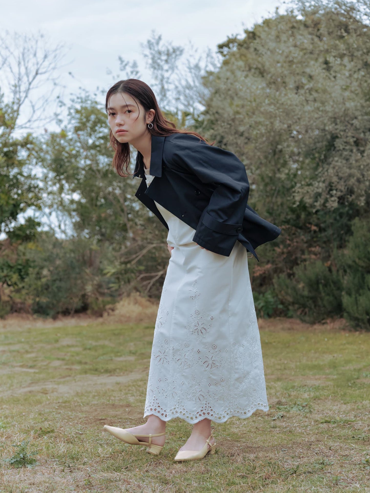 バックタックミドルトレンチコート　[通常]