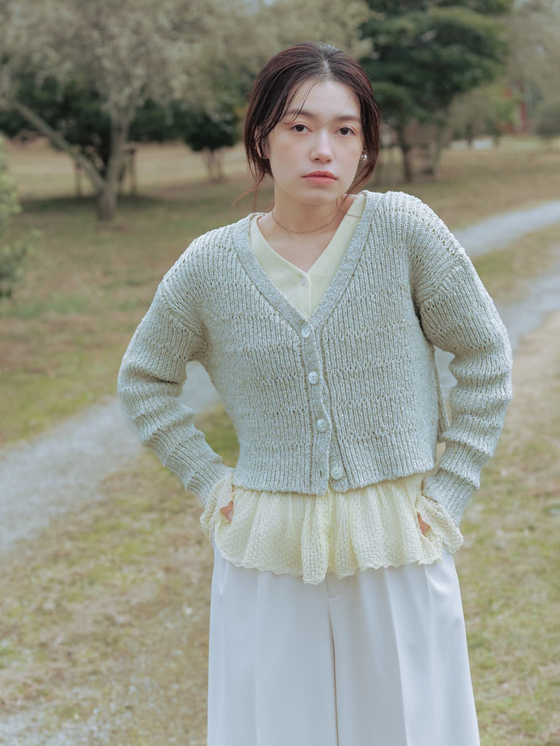 スラブミックススパンコールカーディガン　[通常]