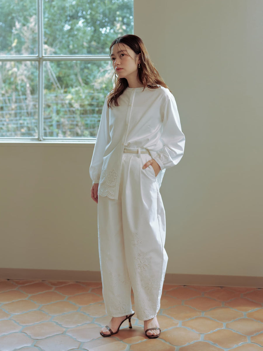 エンブロイダリーカーブタックパンツ-short & regular　[通常]