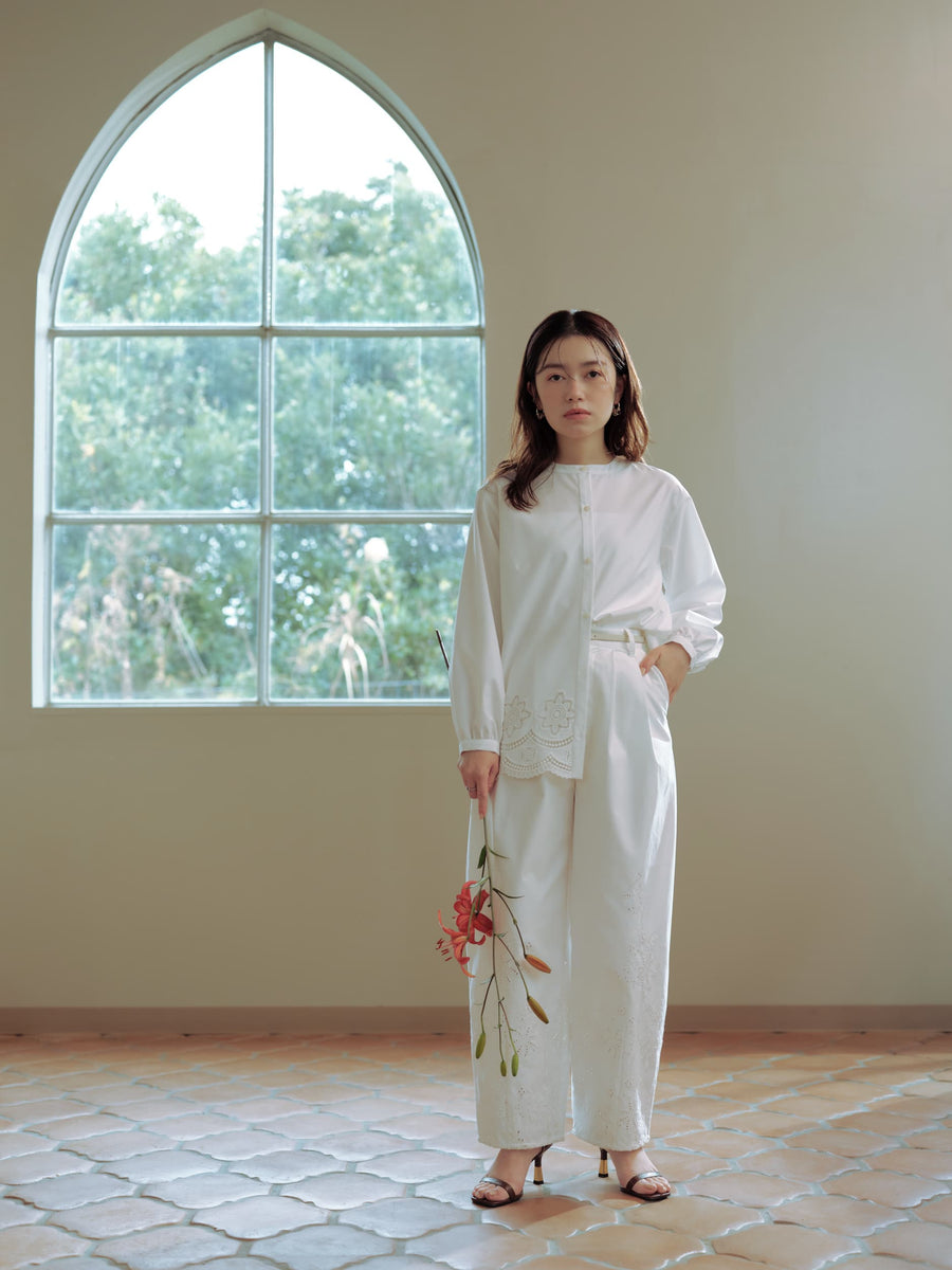 エンブロイダリーカーブタックパンツ-short & regular　[通常]