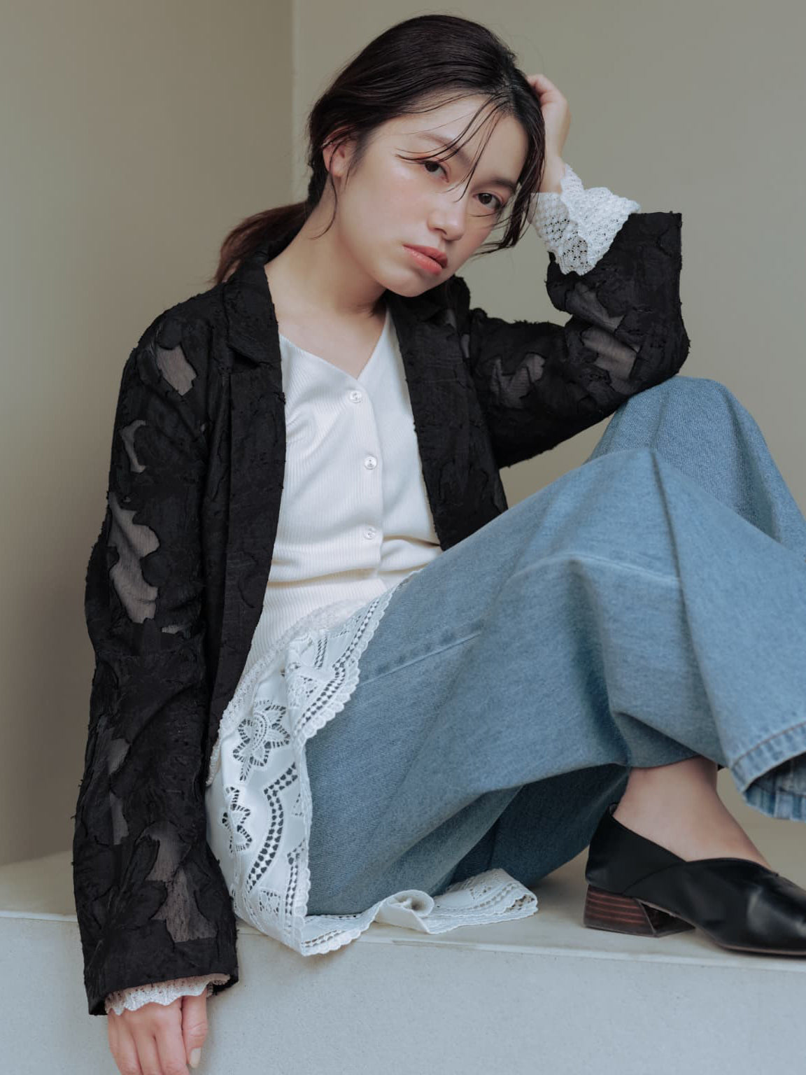 カットワークヘムブラウス | 小柄・低身長女性向けファッション通販