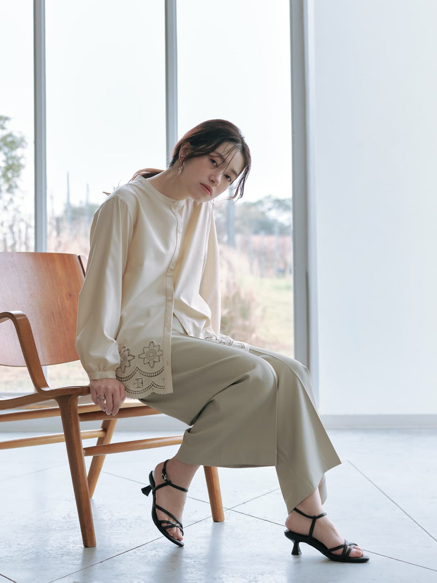 とろみツータックワイドパンツ-short & regular　[通常]