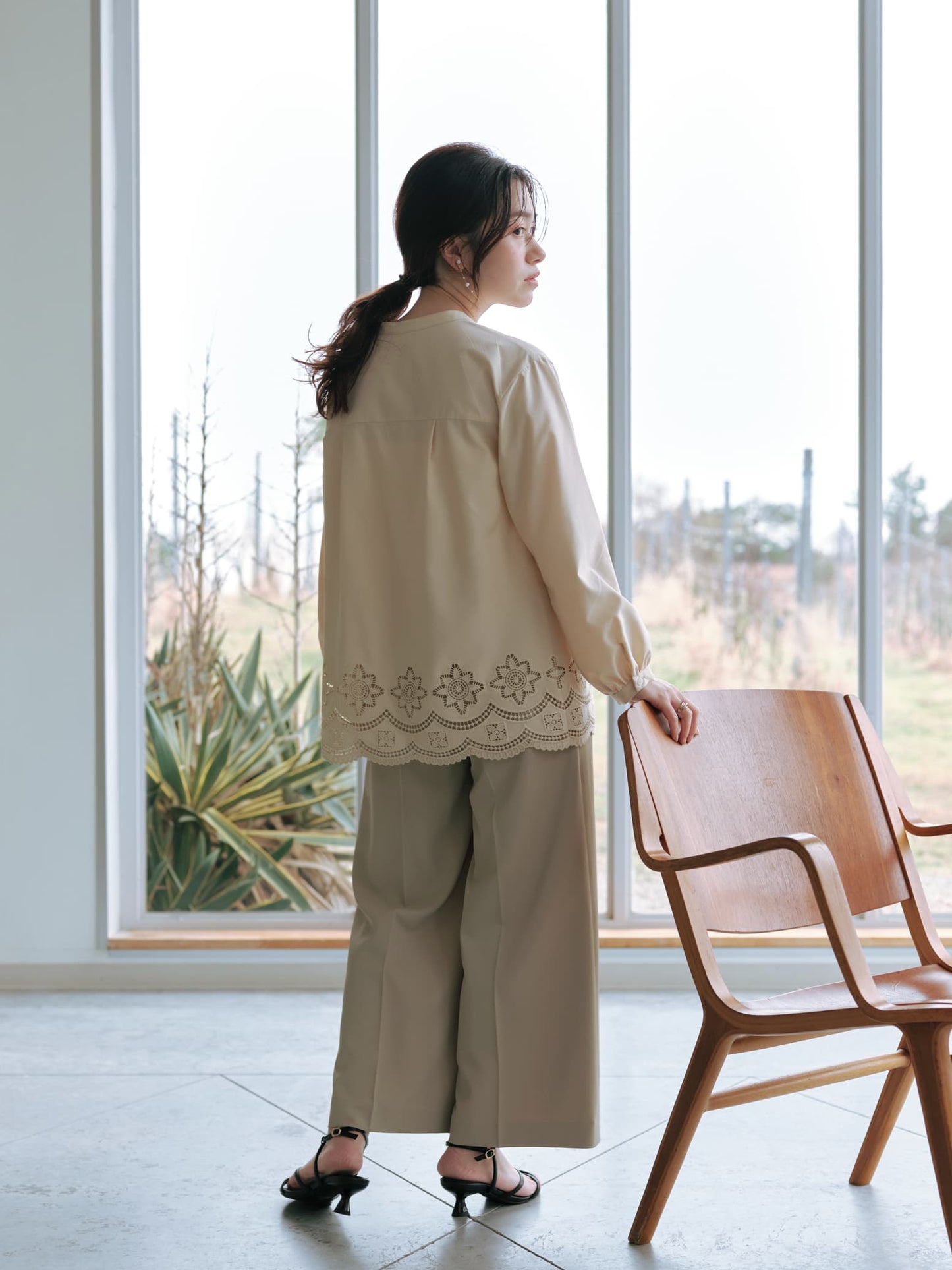 とろみツータックワイドパンツ-short & regular　[通常]