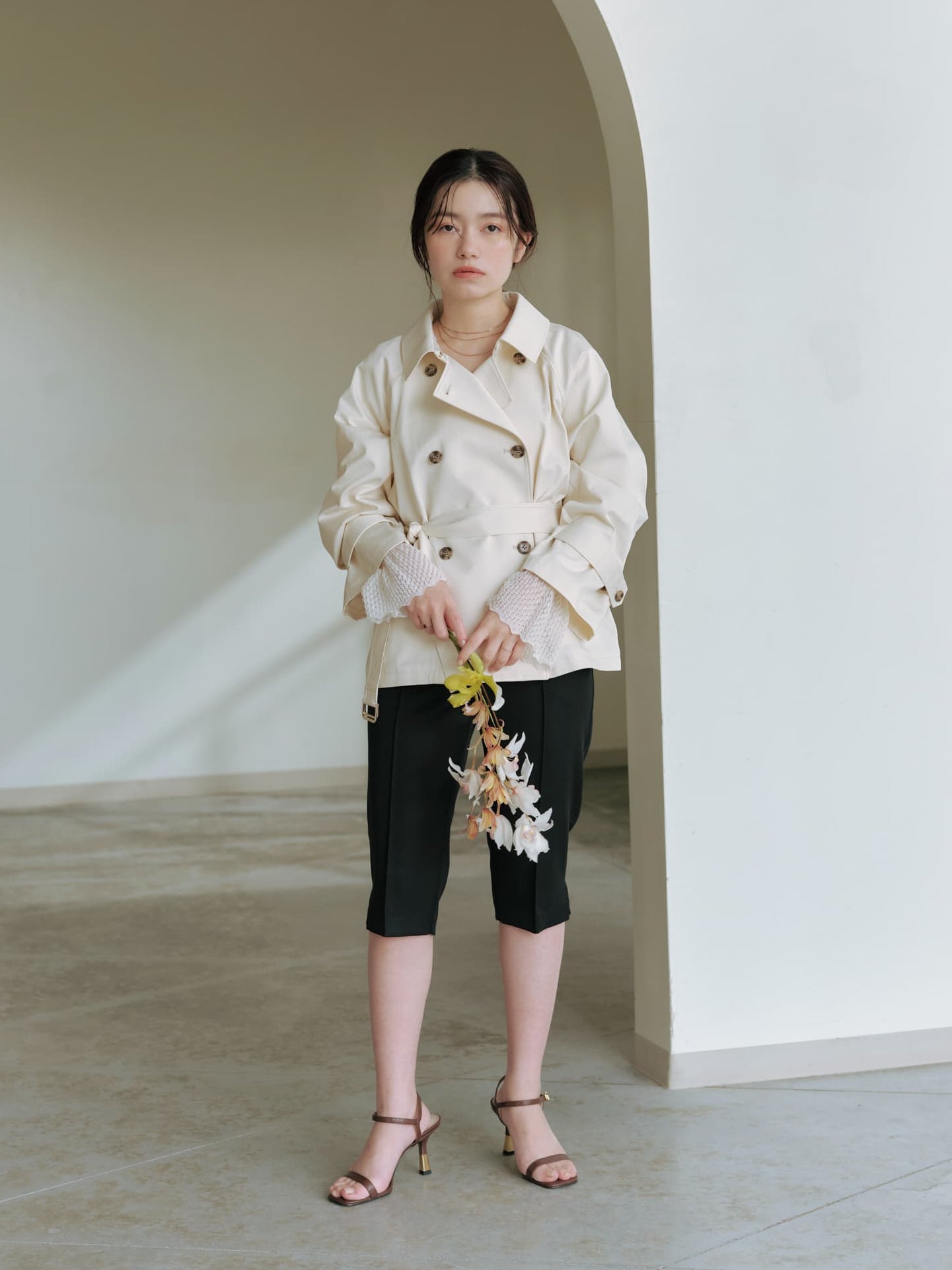 バックタックミドルトレンチコート　[通常]