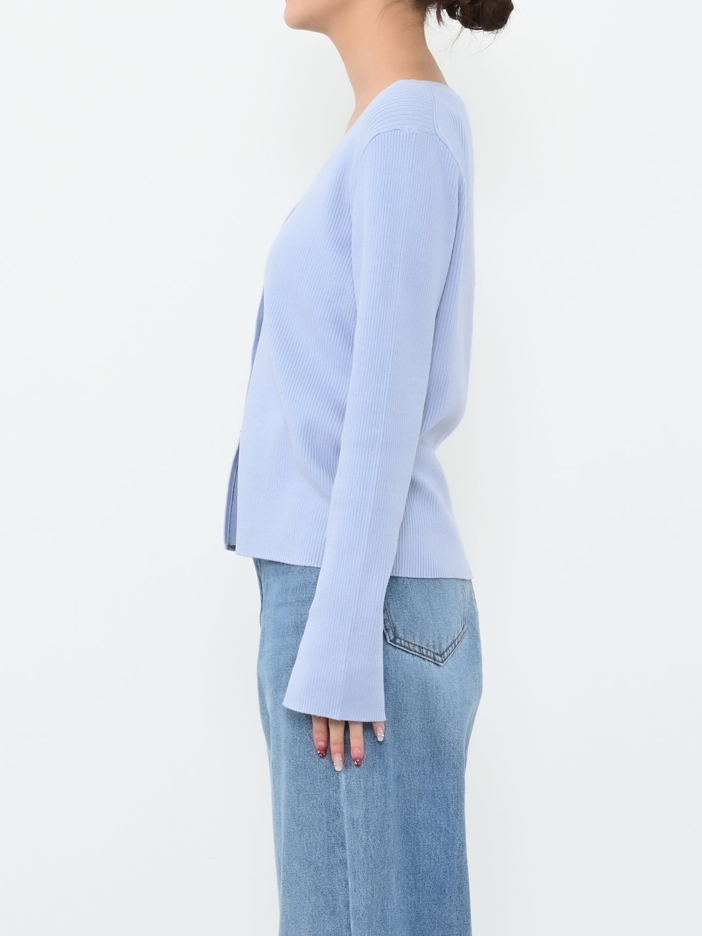 シルキーコットンゴールドボタンニットカーディガン　[通常]